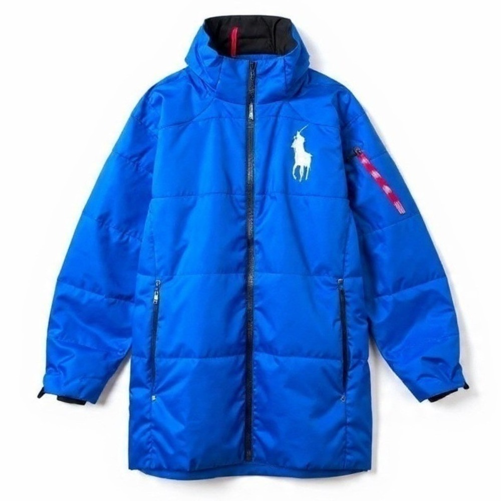 Polo Ralph Lauren Jacket Mens XLT Royal Blue Big Pony‎ Down Puffer Red Zip Nwot